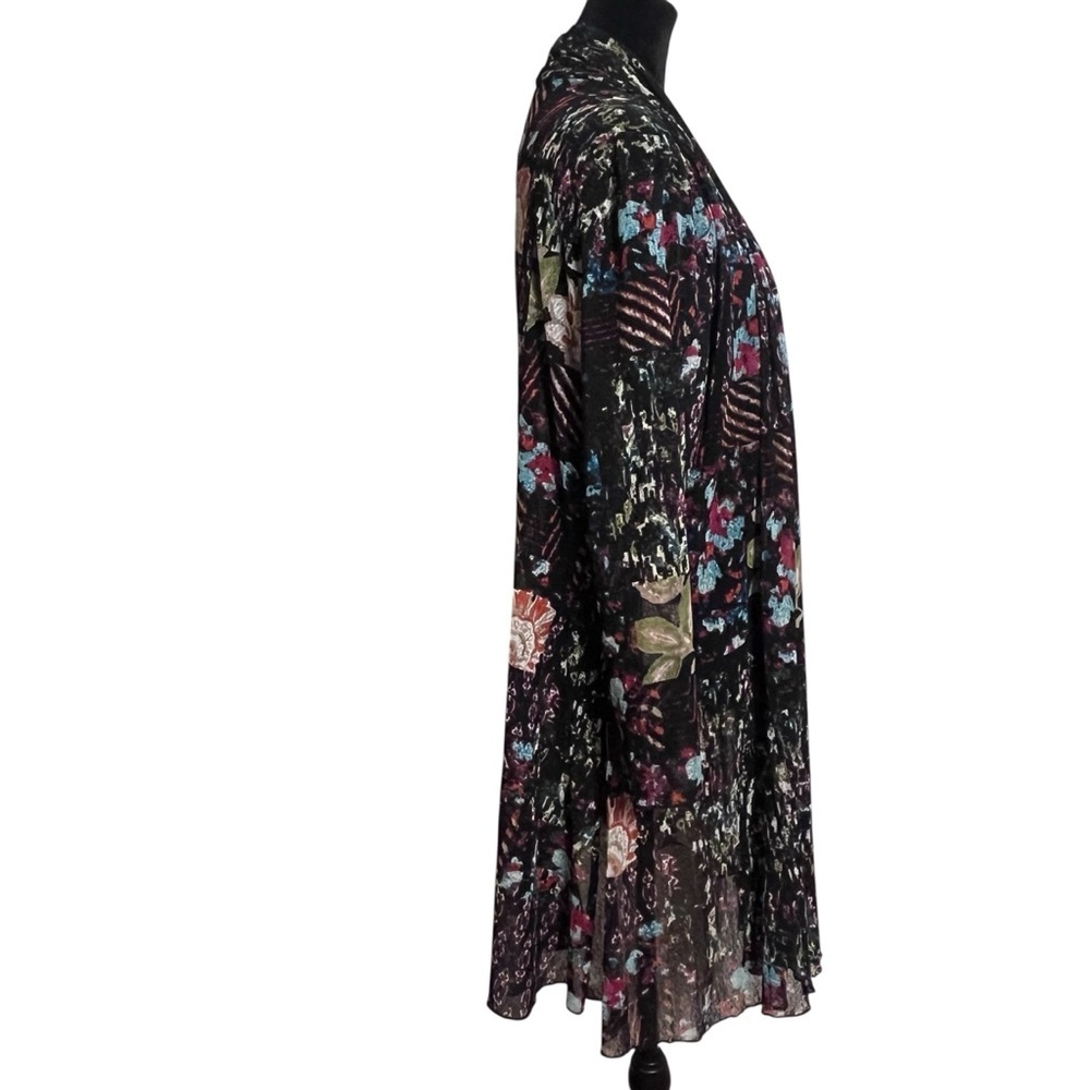 All Miles Patchwork Floral Semi Sheer Mesh Open Front Duster Cardigan XL - Picture 4 of 10